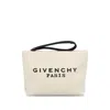 Givenchy Canvas Rectangular Clutch Bag With Wrist Strap In Neutral