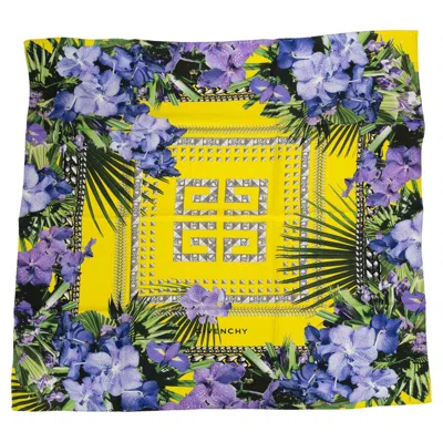 Pre-owned Givenchy New Flower Silk Scarf In Brown