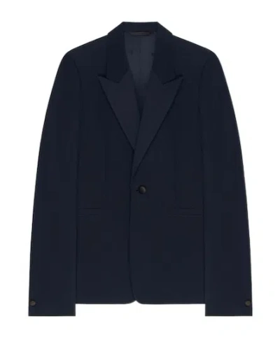 Givenchy New Shearing Wool Lapel Suit Coat In Night Blue