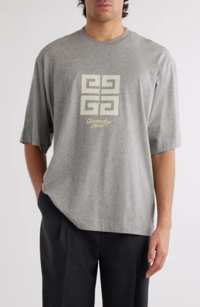 Givenchy New Studio Fit Oversize Logo Graphic T-shirt In Light Grey Melange