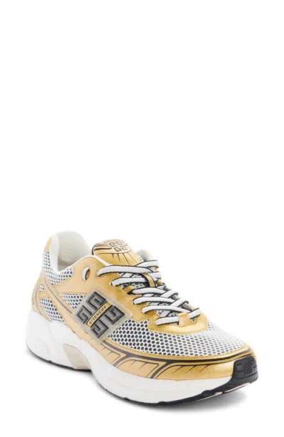 Givenchy Nfnty-52 Sneakers In Synthetic Leather And Mesh In Gold