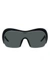 Givenchy Night Bird Geometric 131mm Shield Sunglasses In Shiny Black/smoke