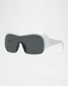 Givenchy Night Bird Plastic & Nylon Shield Sunglasses In White Smoke