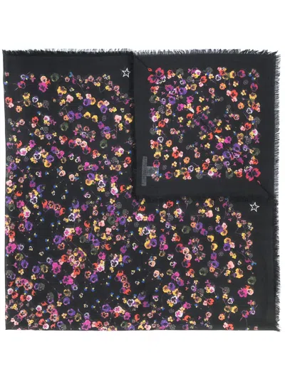 Givenchy Night Pansy Print Shawl In Black