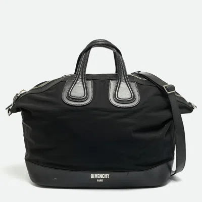 Pre-owned Givenchy Nightingale Large Black Nylon And Leather Satchel