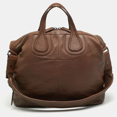Pre-owned Givenchy Nightingale Large Brown Leather Satchel