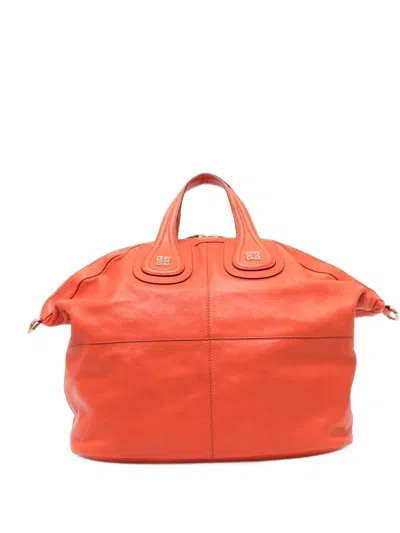 Pre-owned Givenchy Nightingale Leather Tote Bag In Orange