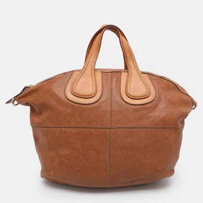 Pre-owned Givenchy Nightingale Medium Brown Leather Satchel