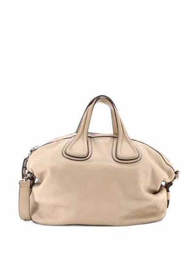 Pre-owned Givenchy Nightingale Waxed Leather Medium Satchel In Neutrals