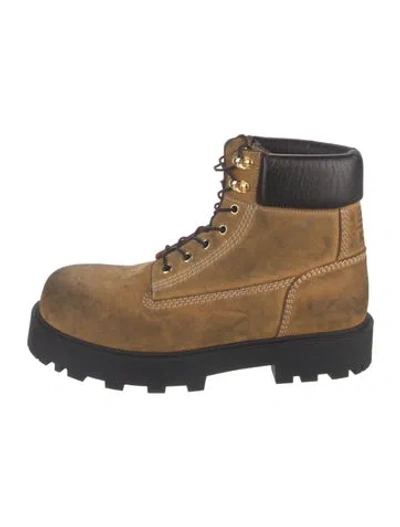 Pre-owned Givenchy Nubuck Combat Boots In Brown