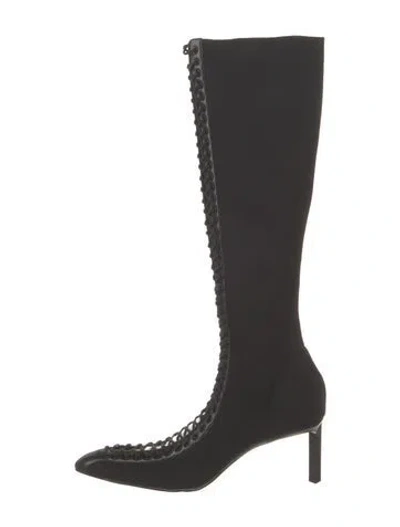 Pre-owned Givenchy Nylon Animal Print Lace-up Boots In Black