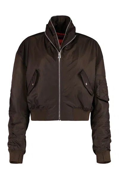 Givenchy Nylon Bomber Jacket In Brown