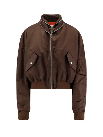 Givenchy Cropped Flap Pocket Jackets With High Collar In Brown