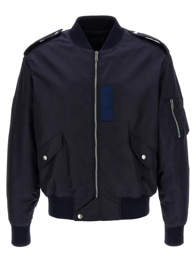 Givenchy Nylon Bomber With Logo Embroidery Bomber Jacket In Blue
