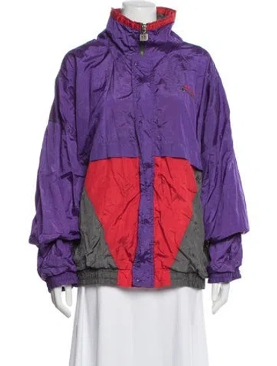 Pre-owned Givenchy Nylon Colorblock Pattern Coat In Purple