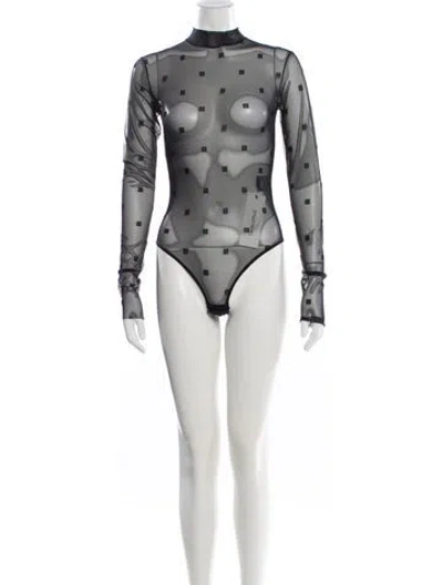 Pre-owned Givenchy Nylon Graphic Print Bodysuit In Black