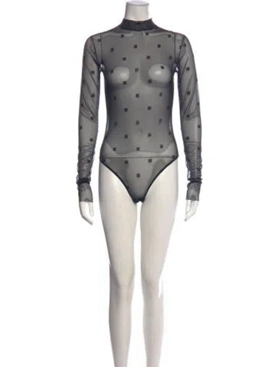 Pre-owned Givenchy Nylon Graphic Print Bodysuit In Black