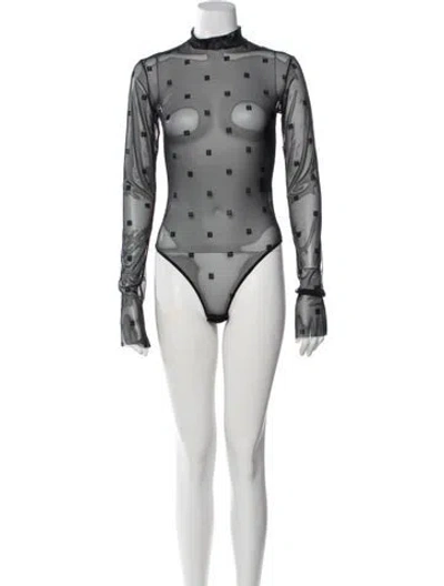 Pre-owned Givenchy Nylon Graphic Print Bodysuit In Black