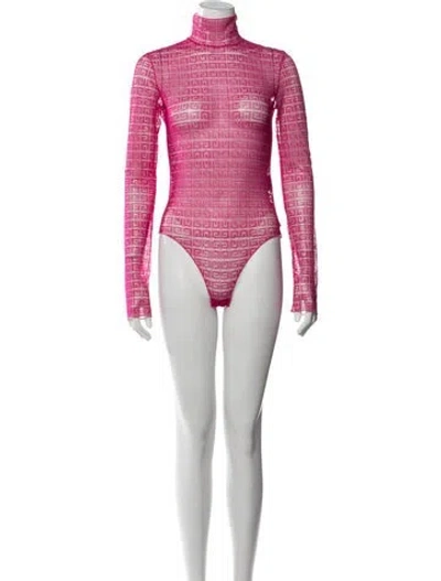 Pre-owned Givenchy Nylon Graphic Print Bodysuit In Pink