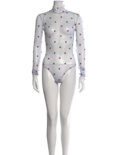 Pre-owned Givenchy Nylon Graphic Print Bodysuit In White