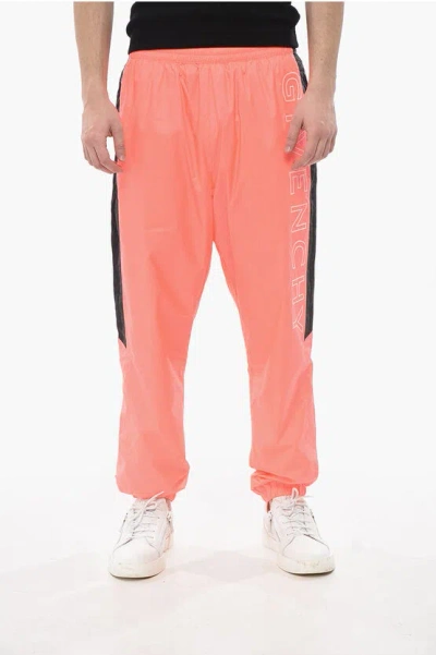 Givenchy Nylon Joggers Neon With Contrast Side Stripes In Pink