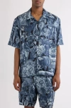 Givenchy Object Print Silk Bowling Shirt In Multi