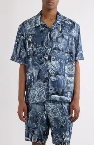 GIVENCHY GIVENCHY OBJECT PRINT SILK BOWLING SHIRT