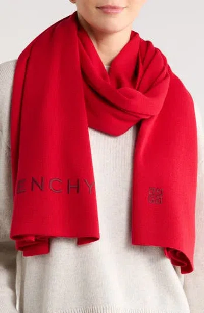 Givenchy Oblong Wool Scarf In Red