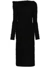 Givenchy Off-the-shoulder Floral Jacquard Midi Dress In Black