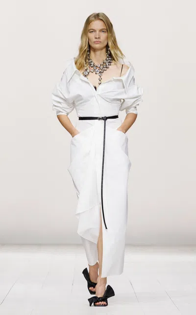 Givenchy Off-the-shoulder Cotton Poplin Midi Dress In White