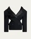 Givenchy Off-the-shoulder Double-breasted Cocoon Jacket In Black