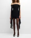 Givenchy Off-the-shoulder Draped Mini Dress In Black