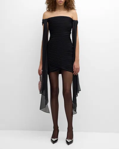 Givenchy Off-the-shoulder Draped Mini Dress In Black