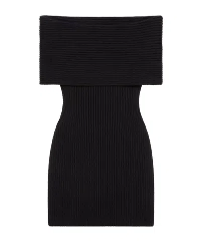 Givenchy Off-the-shoulder Mini Dress In Wool In Black