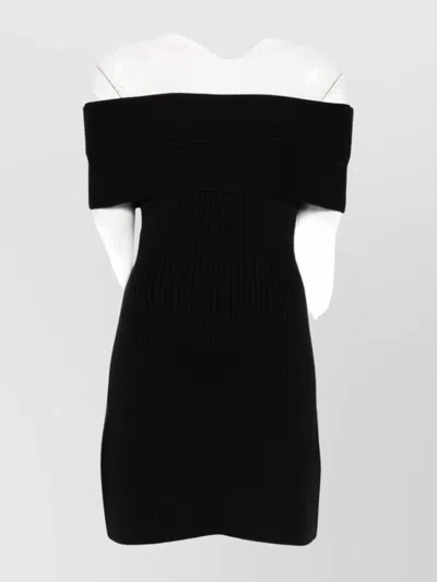 Givenchy Off-the-shoulder Ribbed Knee Length Dress In Black
