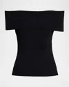 Givenchy Off-the-shoulder Paneled Ribbed-knit Top In Black