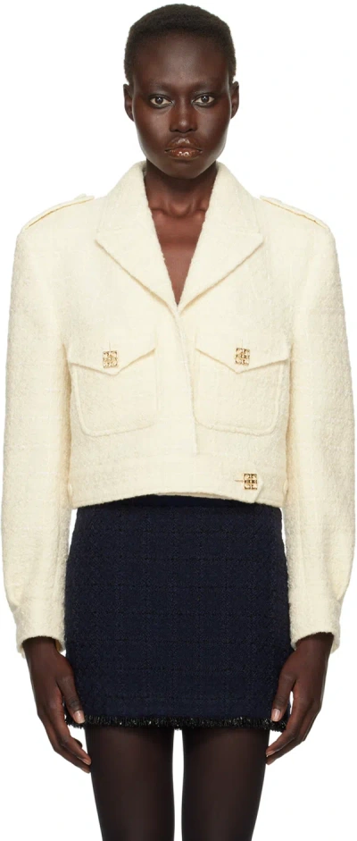 Givenchy Single-breasted Cropped Blazer In Beige
