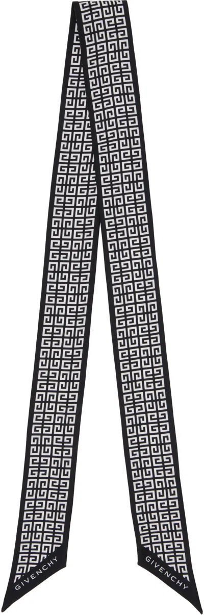 Givenchy Off-white & Beige 4g Bandeau Silk Scarf In Black