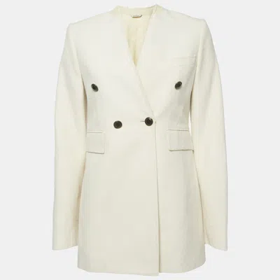 Pre-owned Givenchy Off-white Cotton Slub Double Breasted Blazer S