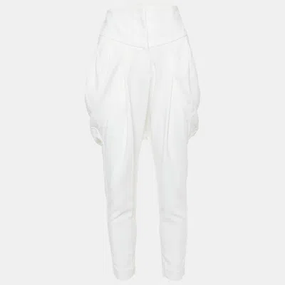 Pre-owned Givenchy Off-white Crepe High Waist Tapered Leg Pants M