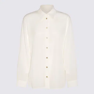 Givenchy Long-sleeve Silk Shirt In Beige