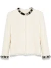 Givenchy Tweed Short Jacket With Beaded Trim In White