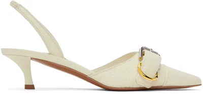 Givenchy Off-white Voyou Slingback Heels In 105-ivory