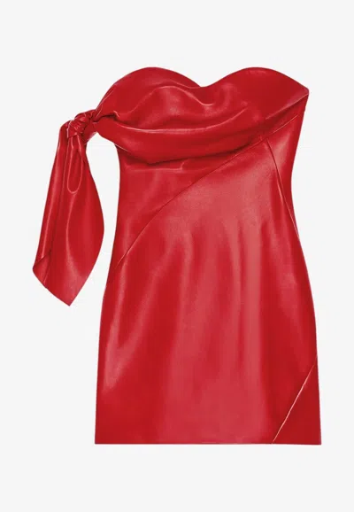 Givenchy Off-shoulder Leather Corset Dress In Red
