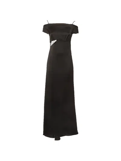 Pre-owned Givenchy Off-shoulder Maxi Dress In Black