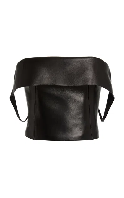 Givenchy Off-the-shoulder Leather Corset Top In Black