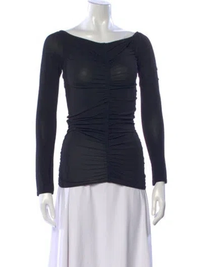 Pre-owned Givenchy Off-the-shoulder Long Sleeve Top In Blue