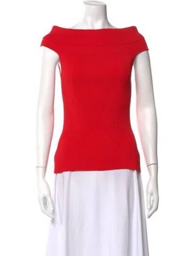Pre-owned Givenchy Off-the-shoulder Short Sleeve Top In Red