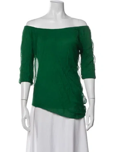 Pre-owned Givenchy Off-the-shoulder Three-quarter Sleeve Top In Green