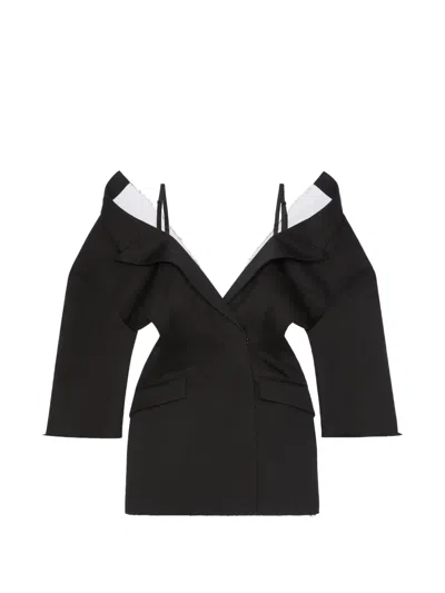 Givenchy Off-the-shoulder Wool Mini Dress In Black